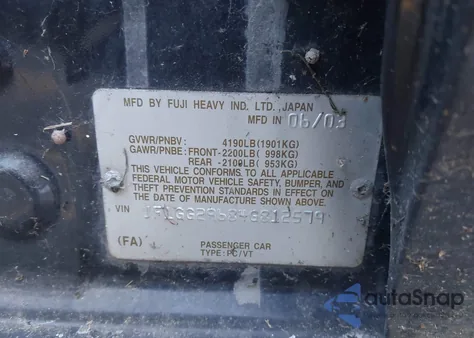 2004 Subaru Impreza Wrx z USA, uszkodzony, nr VIN JF1GG29684G812579